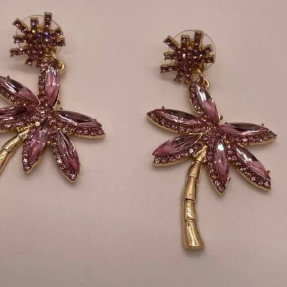 ⭐️❤️ FREE Palm Tree Plant Boho Peasant Rhinestone Hipster Hippie Chic Earrings - Picture 8 of 10